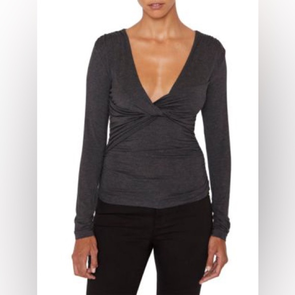 Frame Layered Wrap Long-Sleeve Top